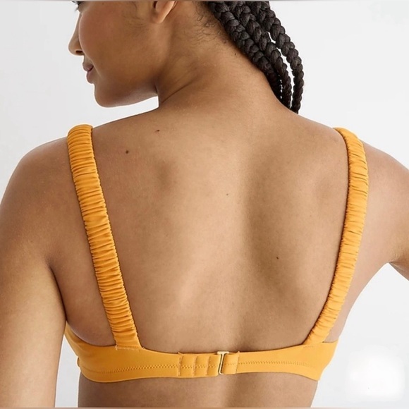 J.Crew Orange Scrunchie-Strap Squareneck Bikini Top with Removable Pads, Size XL - Picture 2 of 15